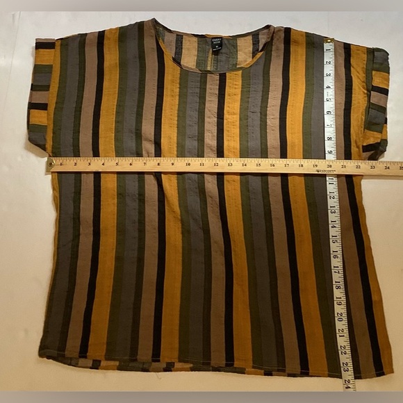 Emery Rose XL cotton blend yellow,green,brown, grey striped pull on top - Picture 3 of 8